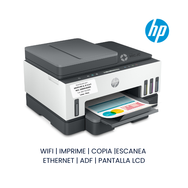 IMPRESORA MULTIFUNCIONAL HP SMART TANK 750 WIFI / BT / LAN