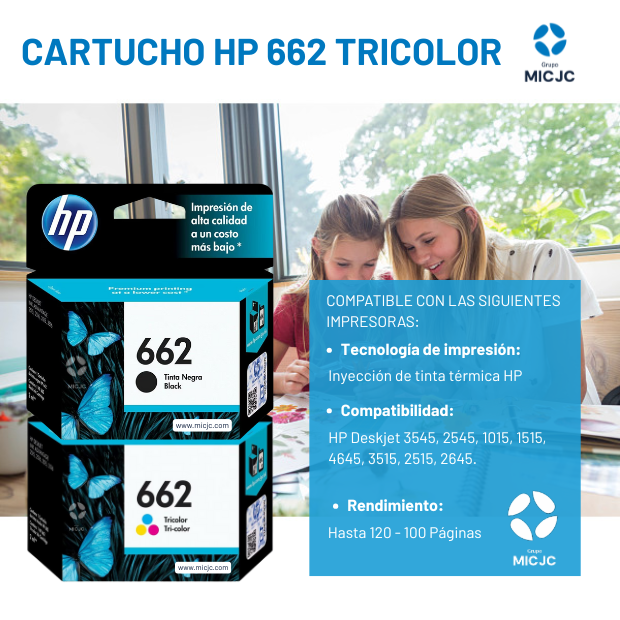 Kit de Cartucho de Tinta HP 662 Negro y Tricolor