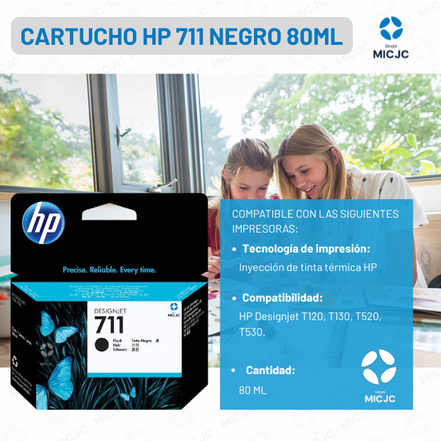 Cartucho de Tinta CZ133A HP 711 Negro de 80ML