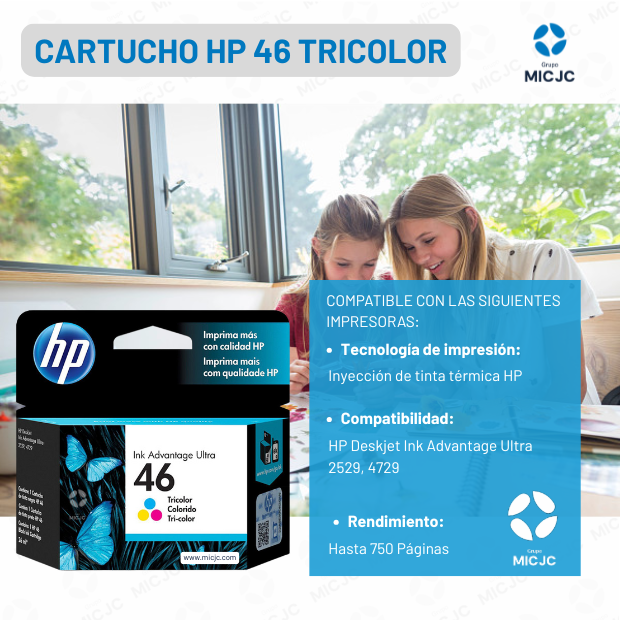 Cartucho de Tinta CZ638AL HP 46 Tricolor