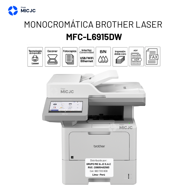 IMPRESORA MULTIFUNCIONAL BROTHER MONOCROMÁTICA LASER MFC-L6915DW