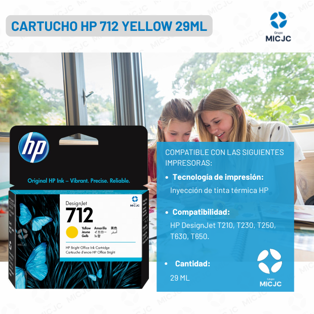 Cartucho de Tinta 3ED69A HP 712 Yellow de 29ML