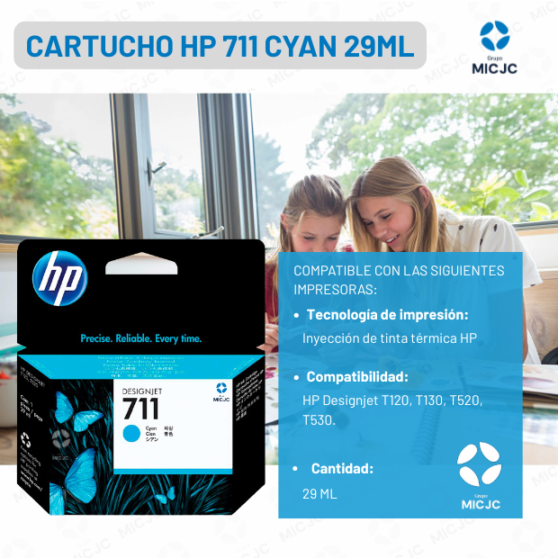 Cartucho de Tinta CZ130A HP 711 Cyan de 29ML