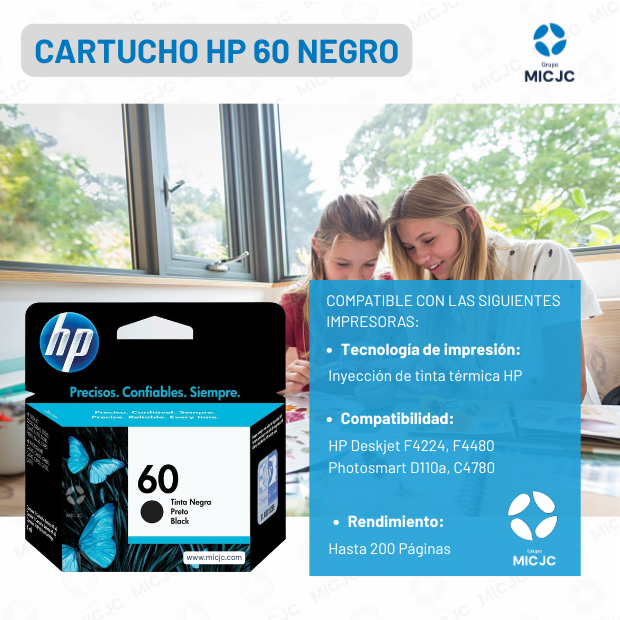 Cartucho de Tinta CC640WL HP 60 Negro