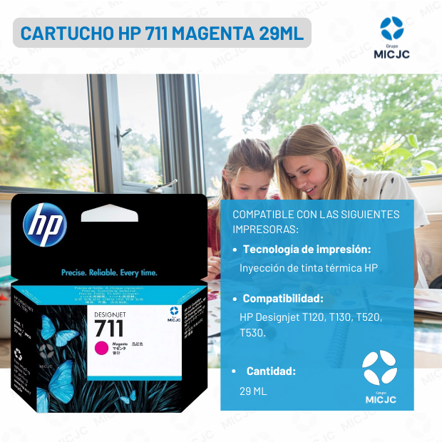 Cartucho de Tinta CZ131A HP 711 Magenta de 29ML