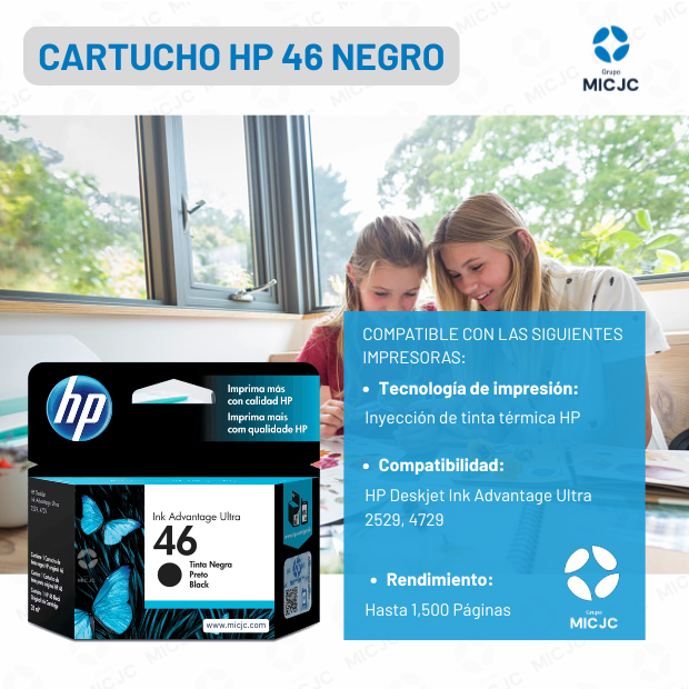Cartucho de Tinta CZ637AL HP 46 Negro