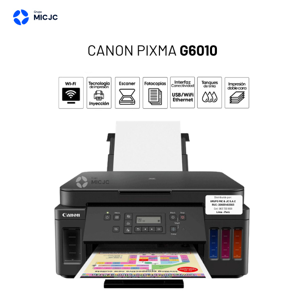 IMPRESORA CANON MULTIFUNCIONAL PIXMA G6010 USB/WIFI/ETH