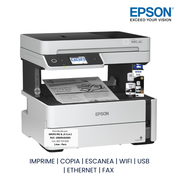 IMPRESORA EPSON M3170 MONOCROMATICA ETHERNET WIFI ADF